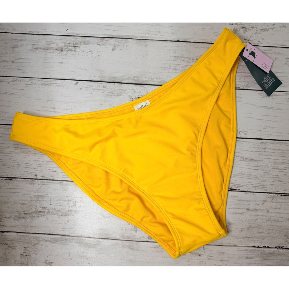 Wild Fable Yellow Low Rise High Leg Cheeky Bikini Bottom XL New With Tags